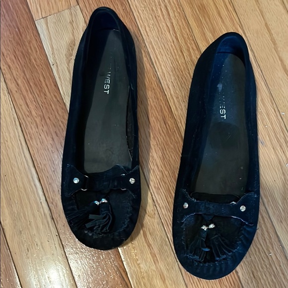 Nine West Black Velvet Loafers with Tassels - Picture 1 of 7